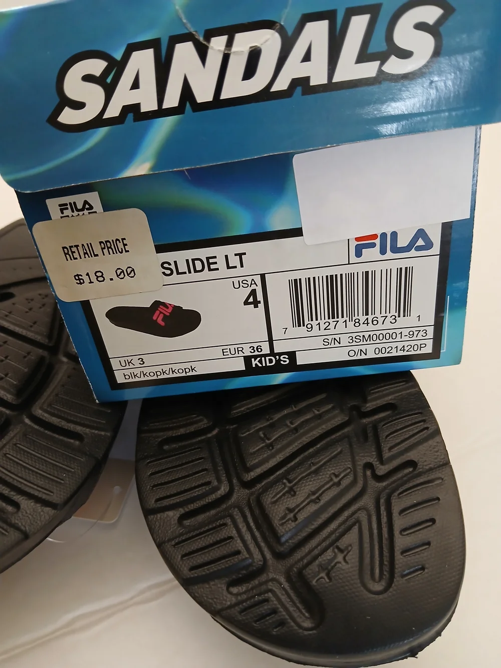 Fila Black Slide Sandals with Pink Kids Various Sizes New $18